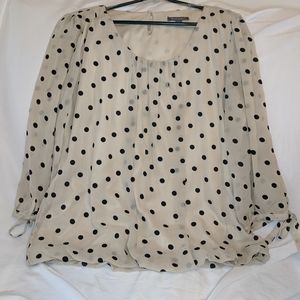 Cream/baige dress top with black polka dots